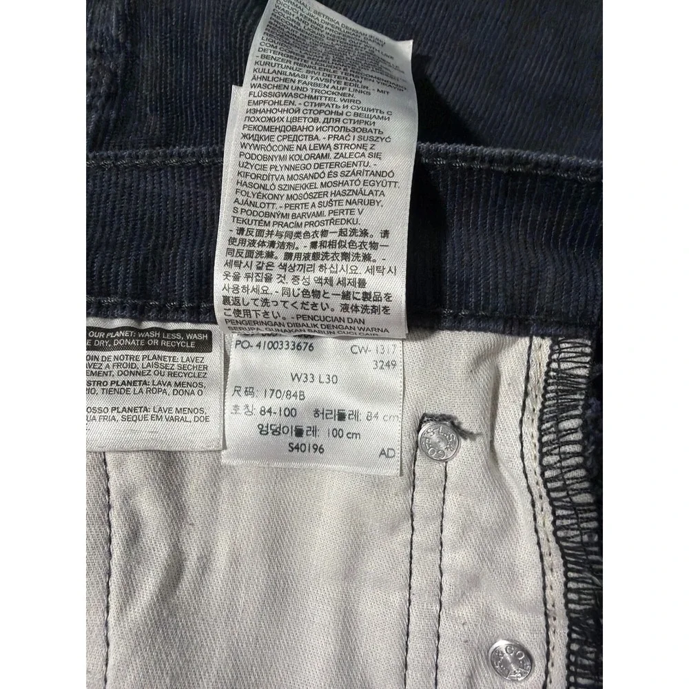 Levi 514 Straight Fit Corduroy Pants Mens 33x30 Black 3249 CW-1317